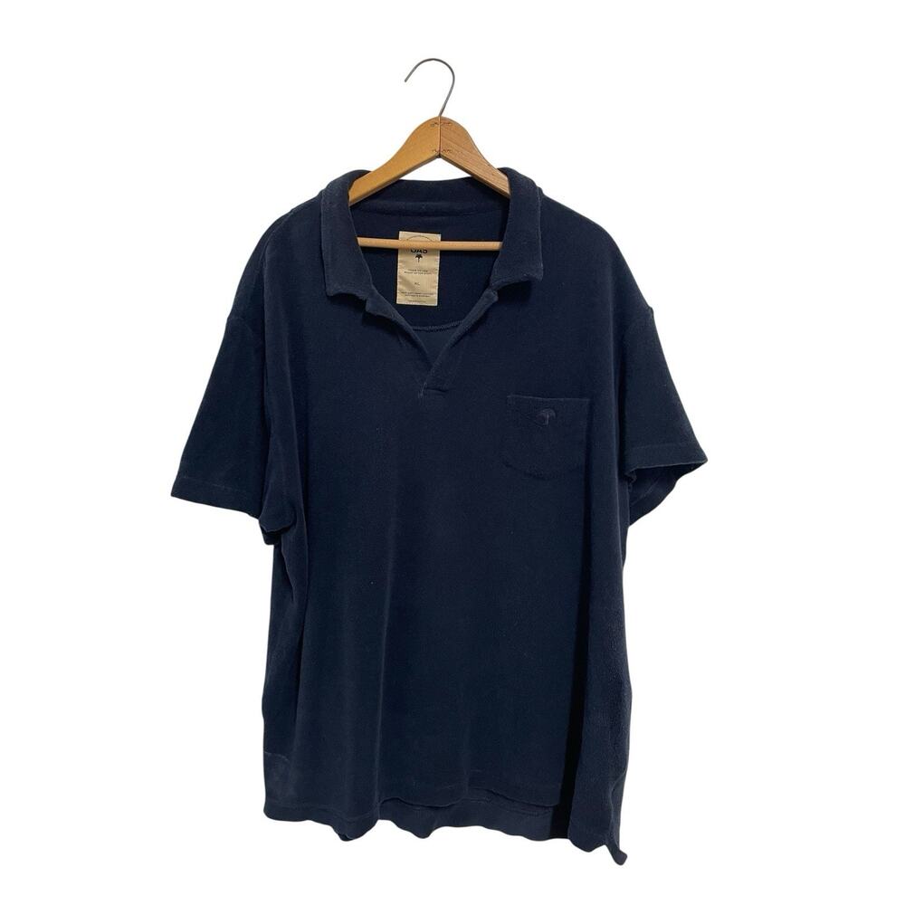 OAS Relaxed Polo Shirt Mens XL Soft Terry Cloth Cotton Navy Blue After Swim